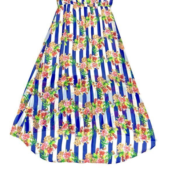 Joy & Co Maxi Dress Women M Blue Lace Embellished Floral Bohemian Beach Summer - Picture 7 of 14